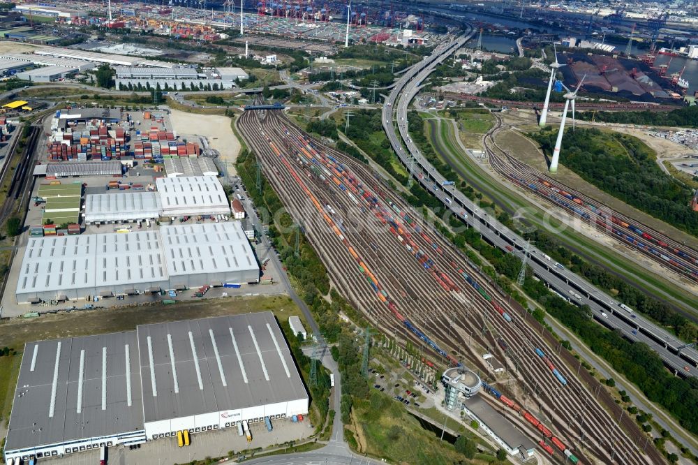 Aerial photograph Hamburg - Interlocking Old Southern Elbe in Hamburg-Altenwerder. A project of the Hamburg Port Authority HPA