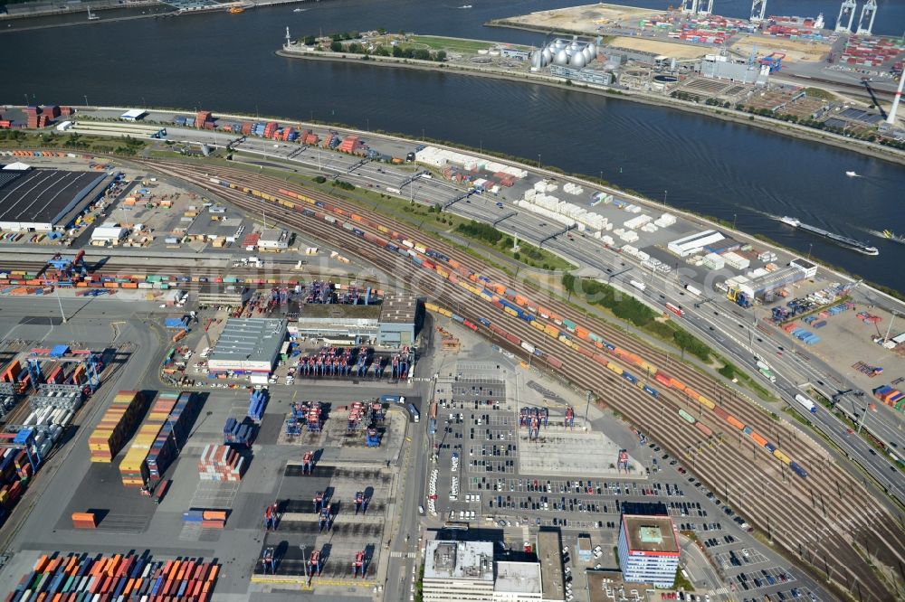 Aerial photograph Hamburg - Interlocking Containerterminal in Hamburg-Mitte / Waltershof. A project of the Hamburg Port Authority HPA