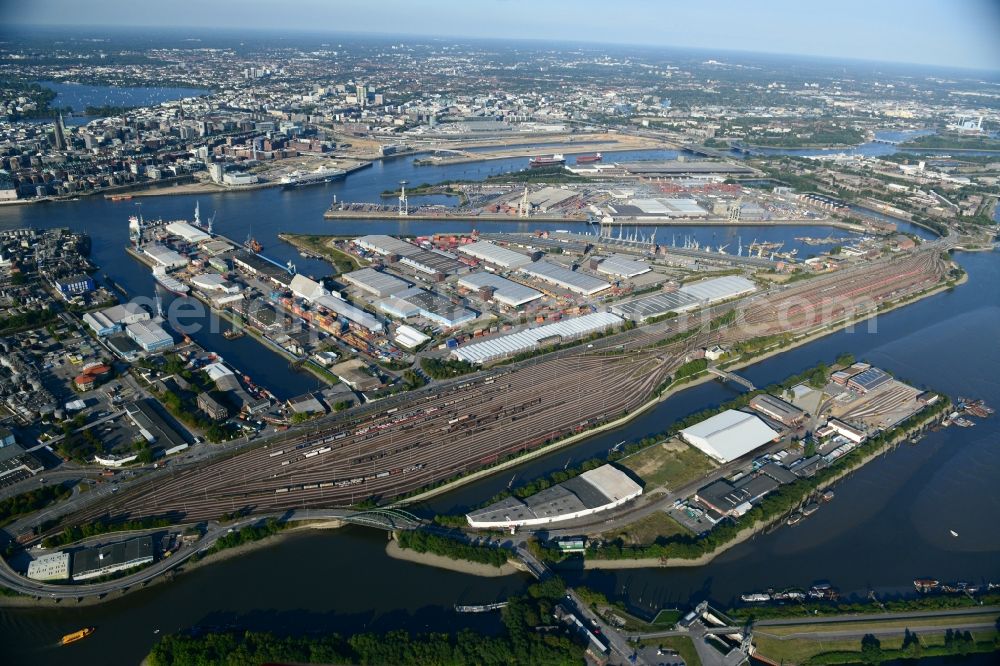 Aerial photograph Hamburg - Interlocking Port Station Hamburg-South in Hamburg-Mitte / Kleiner Grasbrook. A project of the Hamburg Port Authority HPA