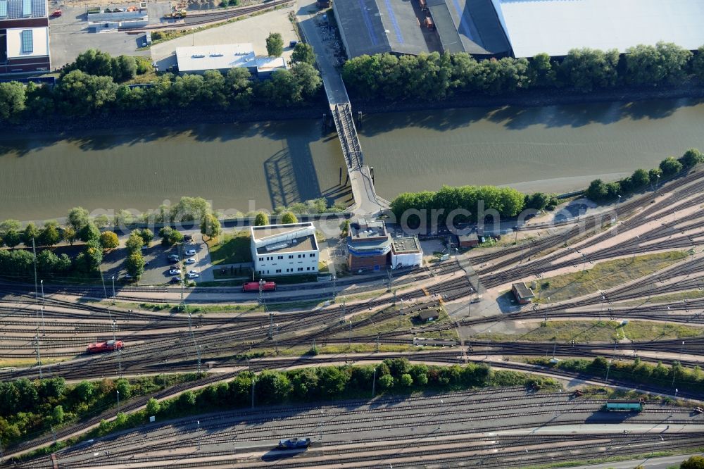 Hamburg from above - Interlocking Port Station Hamburg-South in Hamburg-Mitte / Kleiner Grasbrook. A project of the Hamburg Port Authority HPA