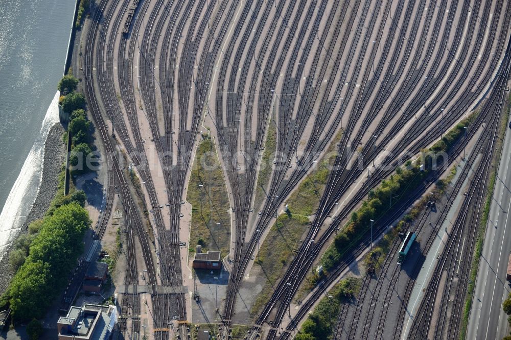 Aerial image Hamburg - Interlocking Port Station Hamburg-South in Hamburg-Mitte / Kleiner Grasbrook. A project of the Hamburg Port Authority HPA