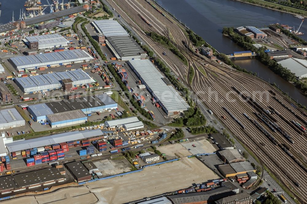 Aerial photograph Hamburg - Interlocking Port Station Hamburg-South with junction Argentinienknoten in Hamburg-Mitte / Kleiner Grasbrook. A project of the Hamburg Port Authority HPA