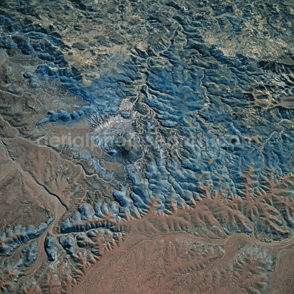 Aerial photograph Cameron - Steppe landscape Badlands im Petrified Forest National Park in Cameron in Arizona, United States of America