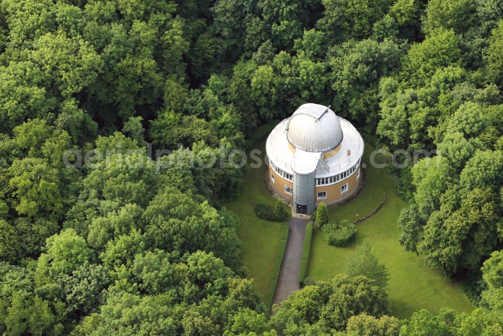 Aerial photograph Großschwabhausen - The observatory of the Friedrich Schiller University Jena is located in a forest near Großschwabhausen in the state of Thuringia. The Observatory of the Astrophysical Institute of the University of Jena is equipped with a mirror telescope at the company Zeiss Jena