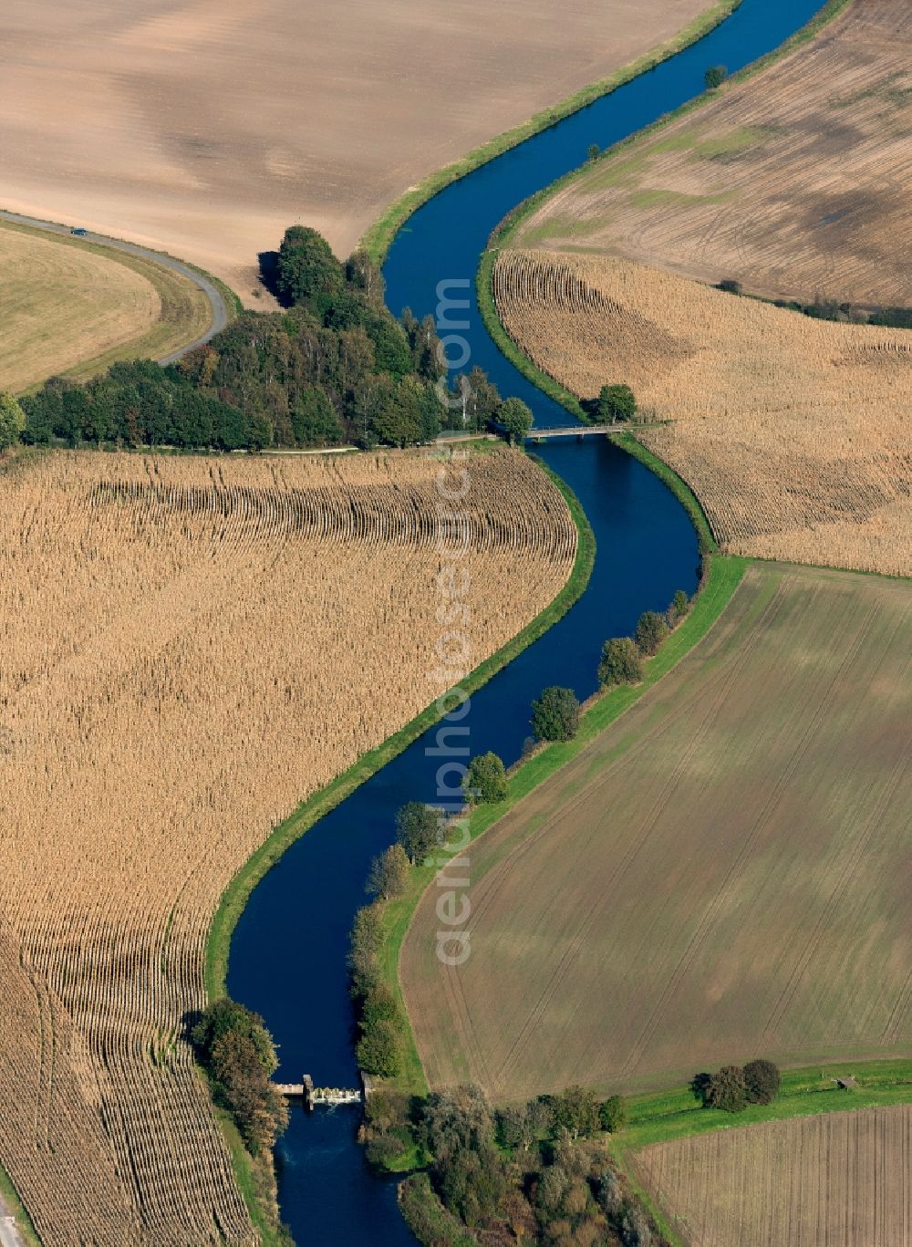 Aerial image Olfen - View of the Stever in Olfen in the state of North Rhine-Westphalia