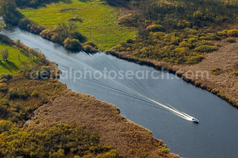 Rechlin from above - View of a canal near Rechlin in the state Mecklenburg-West Pomerania