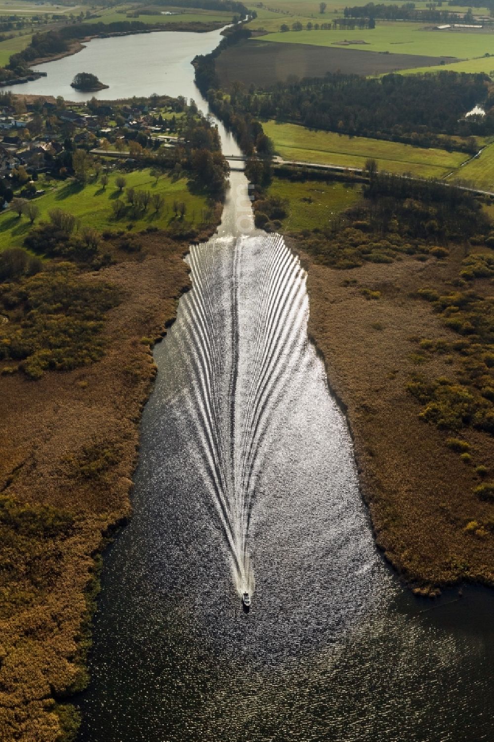 Aerial image Rechlin - View of a canal near Rechlin in the state Mecklenburg-West Pomerania