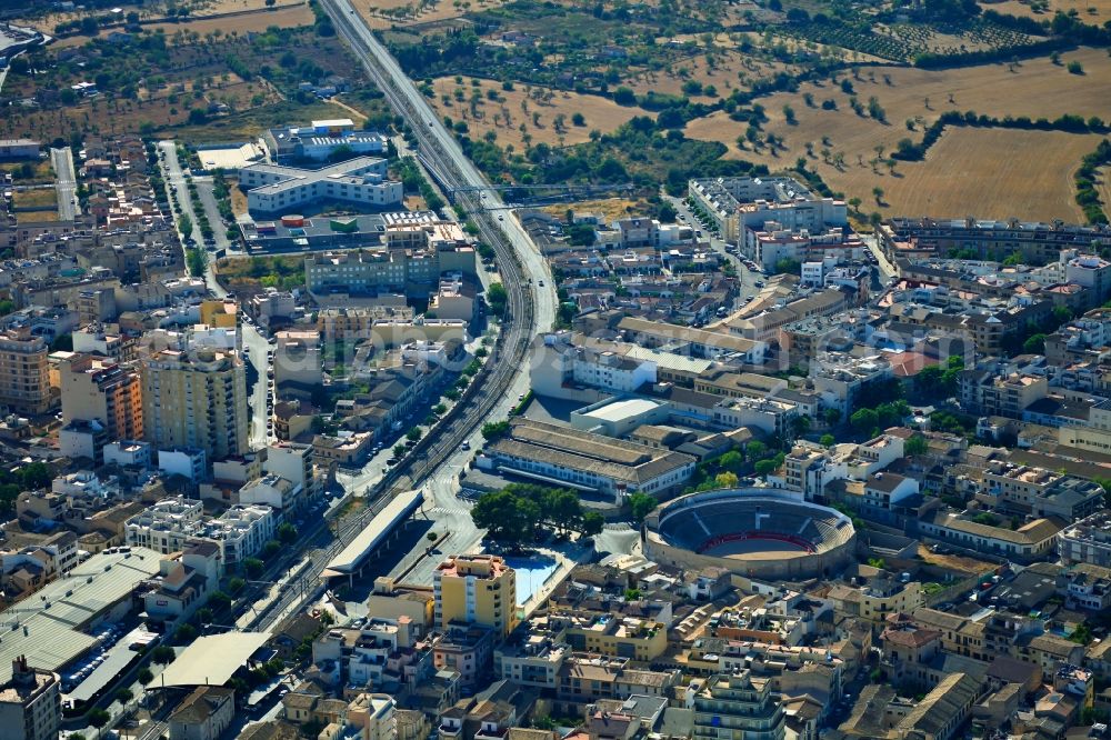 Aerial photograph Inca - Bull fighting arena in Inca in Balearic Islands, Spain