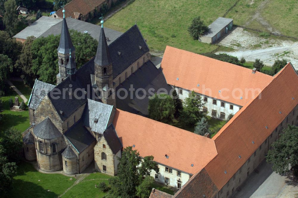 Aerial image Hamersleben - Strasse der Romanik: Das Kloster Hamersleben, ein ehemaliges Augustiner-Chorherrenstift im Bistum Halberstadt, gehört heute zum Bistum Magdeburg und liegt in Sachsen-Anhalt. Kontakt: Katholisches Pfarramt Ludger Kemming, Klosterhof 8, Tel. + Fax: 039401-483