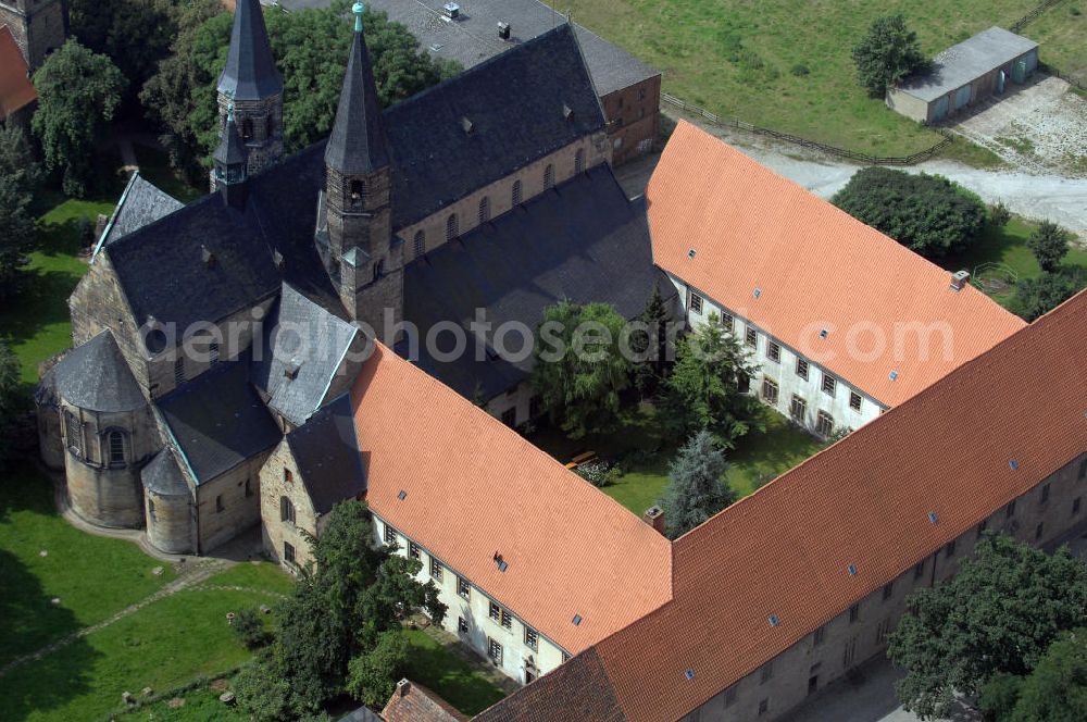 Aerial photograph Hamersleben - Strasse der Romanik: Das Kloster Hamersleben, ein ehemaliges Augustiner-Chorherrenstift im Bistum Halberstadt, gehört heute zum Bistum Magdeburg und liegt in Sachsen-Anhalt. Kontakt: Katholisches Pfarramt Ludger Kemming, Klosterhof 8, Tel. + Fax: 039401-483