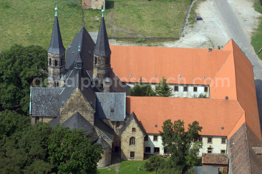 Aerial photograph Hamersleben - Strasse der Romanik: Das Kloster Hamersleben, ein ehemaliges Augustiner-Chorherrenstift im Bistum Halberstadt, gehört heute zum Bistum Magdeburg und liegt in Sachsen-Anhalt. Kontakt: Katholisches Pfarramt Ludger Kemming, Klosterhof 8, Tel. + Fax: 039401-483