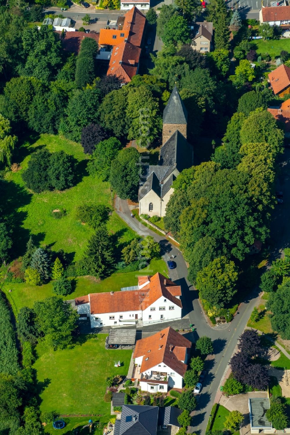 Aerial photograph Stift Quernheim - Church of Stift Quernheim in the state of North Rhine-Westphalia. The village is a part of the borough of Kirchlengern and known for its church