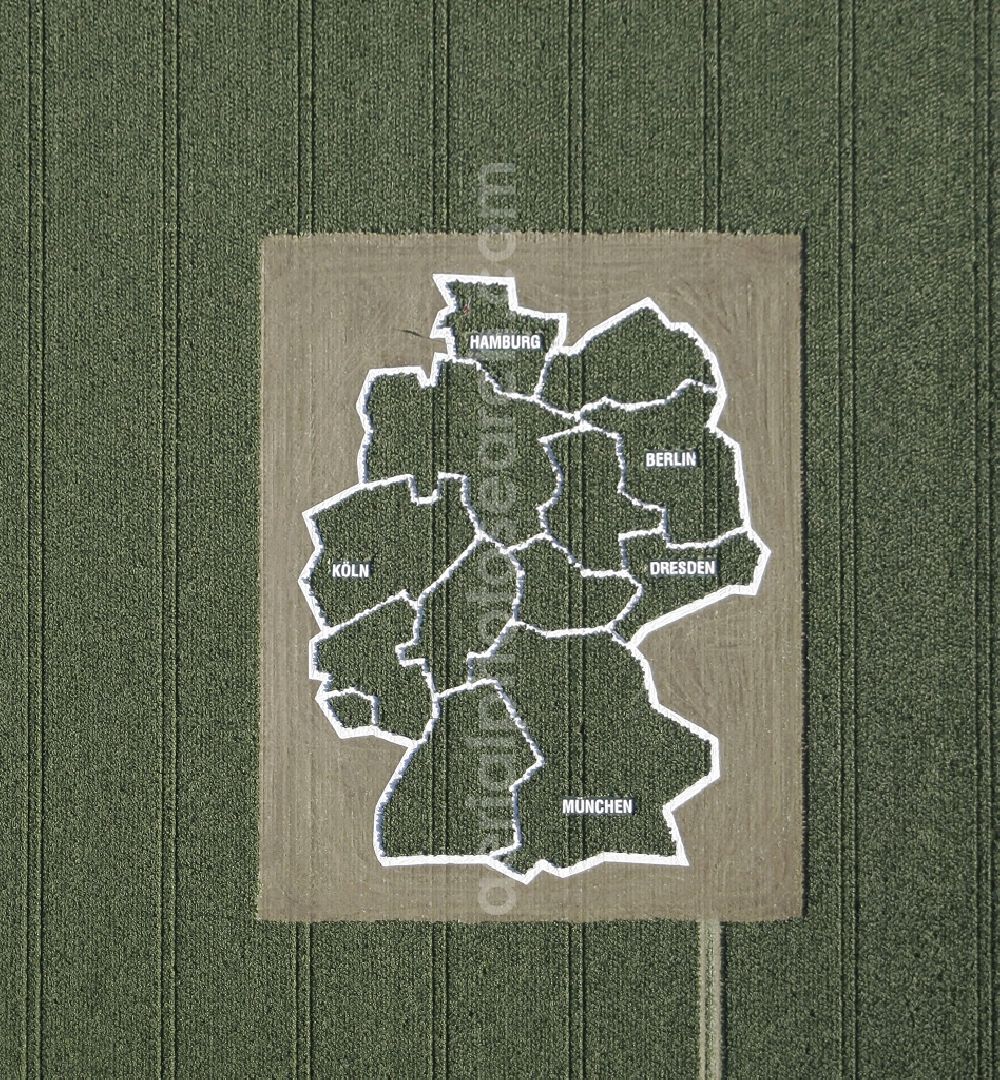 Friedrichskoog from above - Stylized map of Germany from cabbages in Friedrichskoog in Schleswig-Holstein