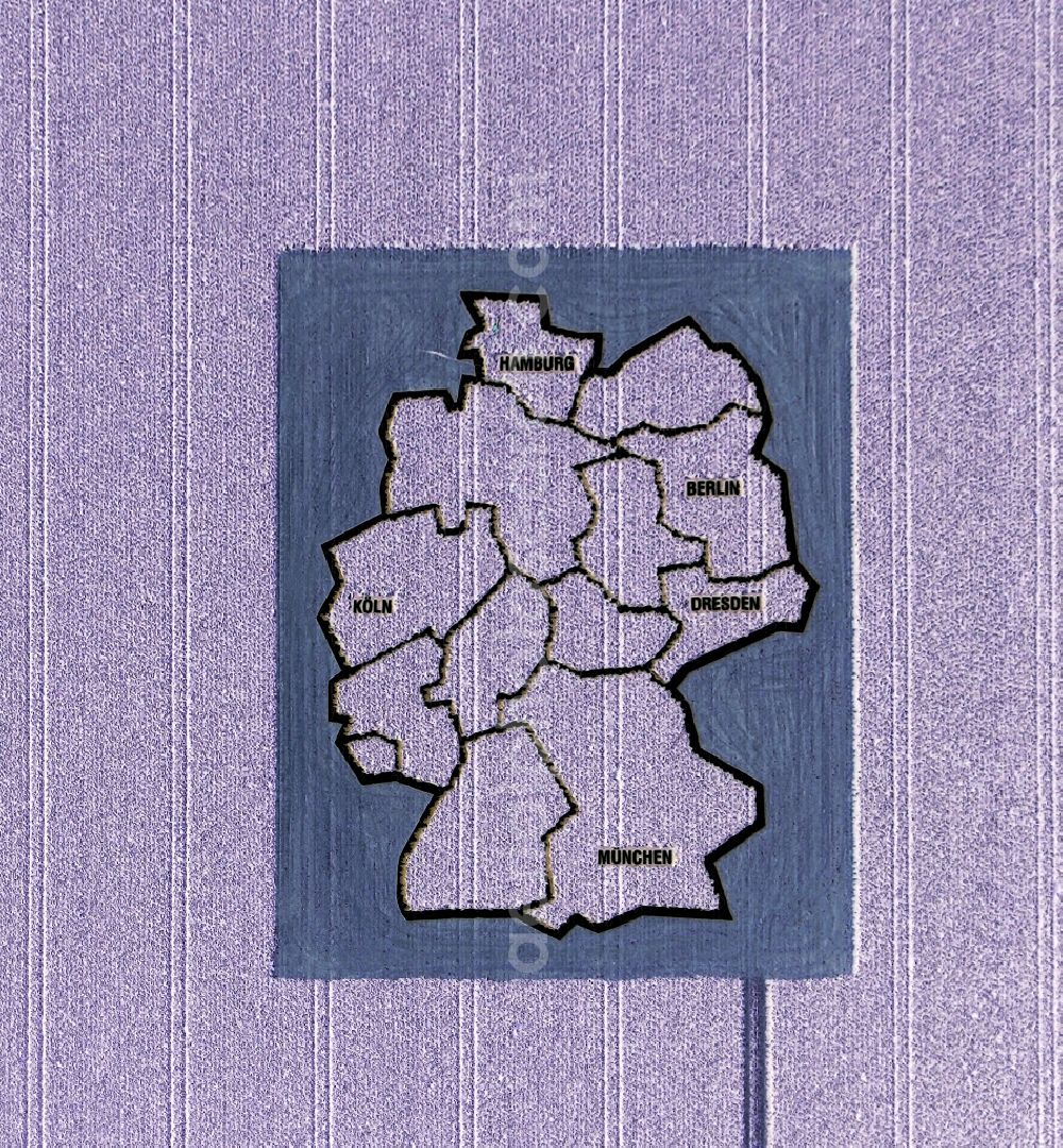 Friedrichskoog from the bird's eye view: Stylized map of Germany from cabbages in Friedrichskoog in Schleswig-Holstein