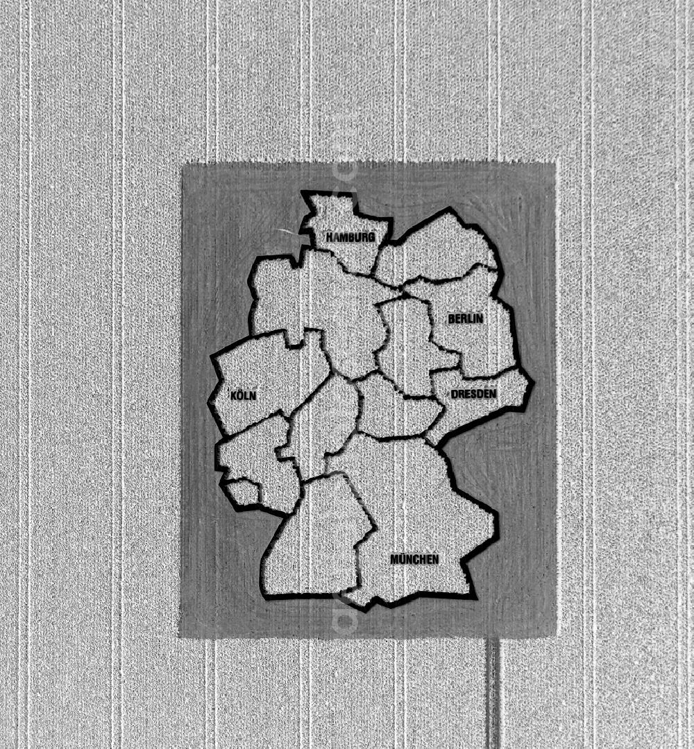 Aerial image Friedrichskoog - Stylized map of Germany from cabbages in Friedrichskoog in Schleswig-Holstein