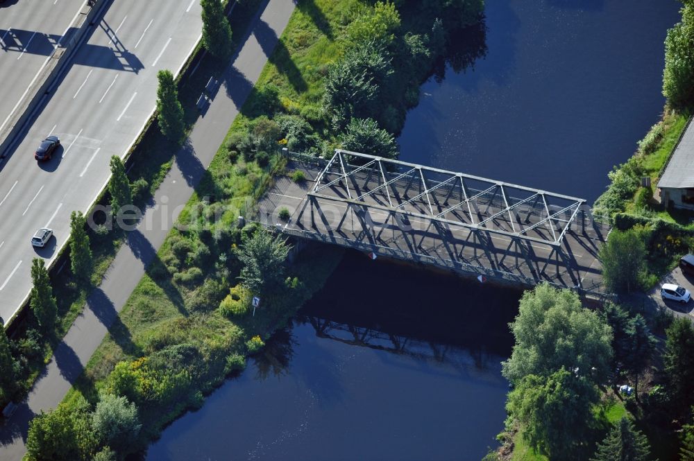 Aerial photograph Berlin - View of a closed bridge in Berlin- Britz on the grounds of the Waterways and Shipping Administration of the federal government