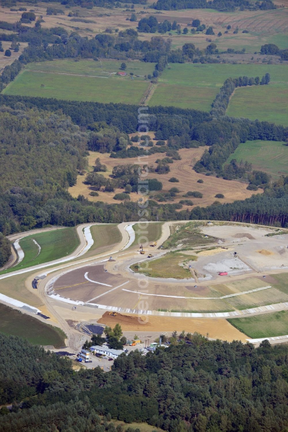 Aerial image Gosen - View at the sealing surface of the closed BSR-landfill Wernsdorf in Gosen in the federal state of Brandenburg