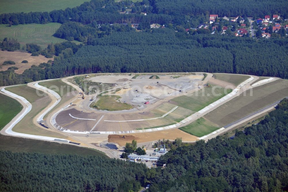 Aerial image Gosen - View at the sealing surface of the closed BSR-landfill Wernsdorf in Gosen in the federal state of Brandenburg