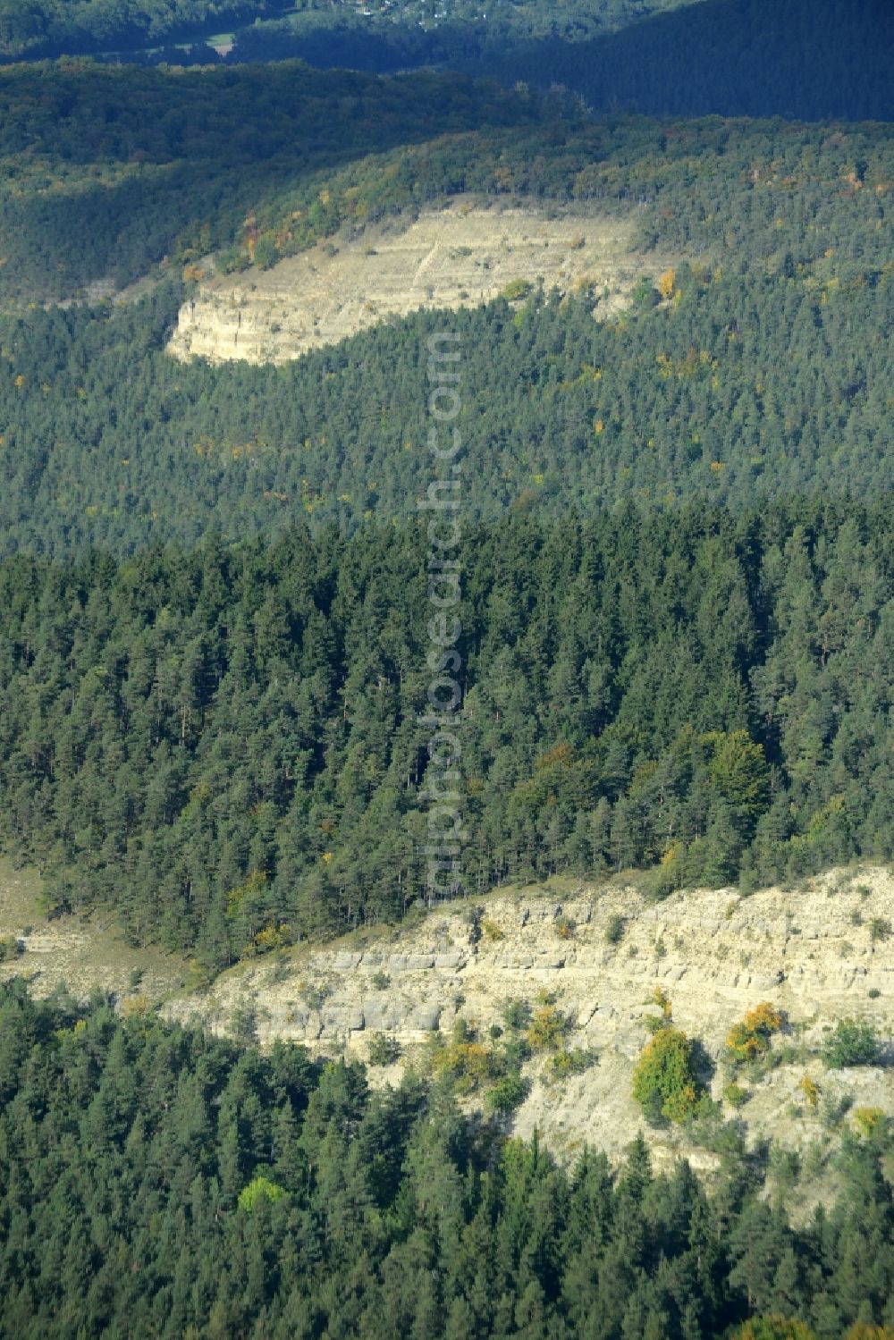 Wipfratal from the bird's eye view: Unused renatured quarry Ziegenried in Wipfratal in the state Thuringia