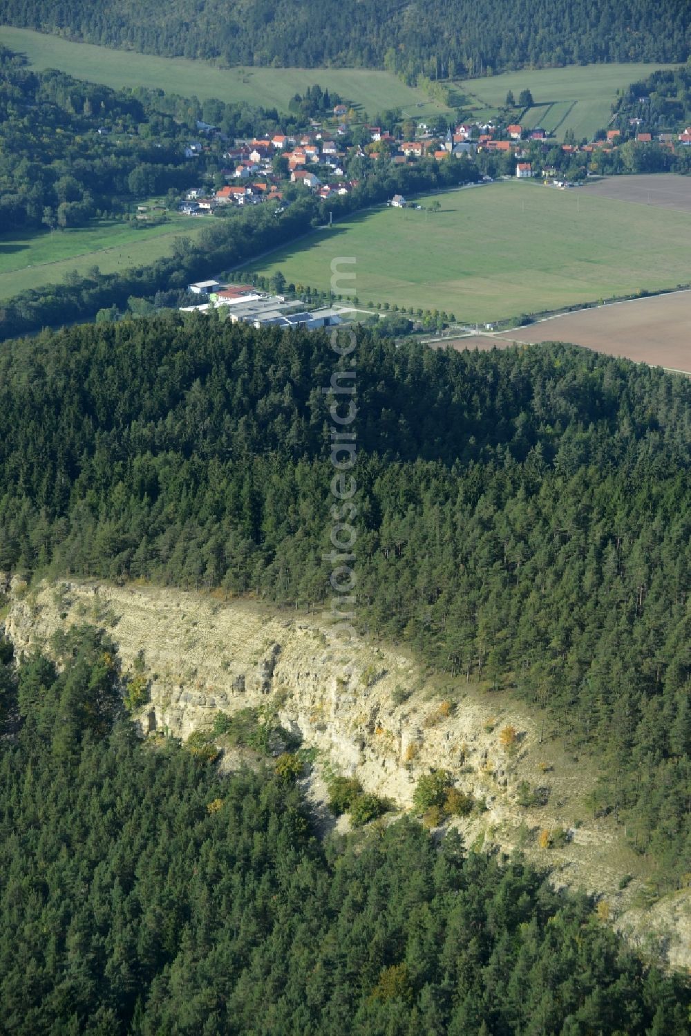 Aerial image Wipfratal - Unused renatured quarry Ziegenried in Wipfratal in the state Thuringia