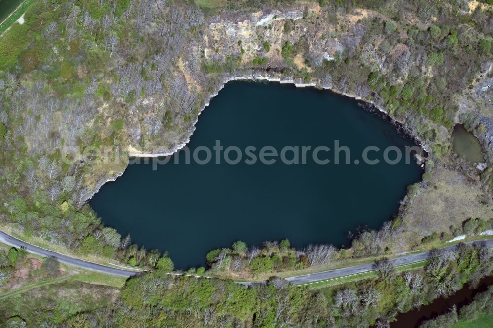 Aerial photograph Lourdoueix-Saint-Pierre - Unused renatured quarry with lake- Water in Lourdoueix-Saint-Pierre in Aquitaine Limousin Poitou-Charentes, France