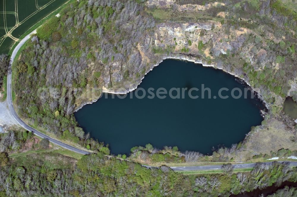 Lourdoueix-Saint-Pierre from above - Unused renatured quarry with lake- Water in Lourdoueix-Saint-Pierre in Aquitaine Limousin Poitou-Charentes, France