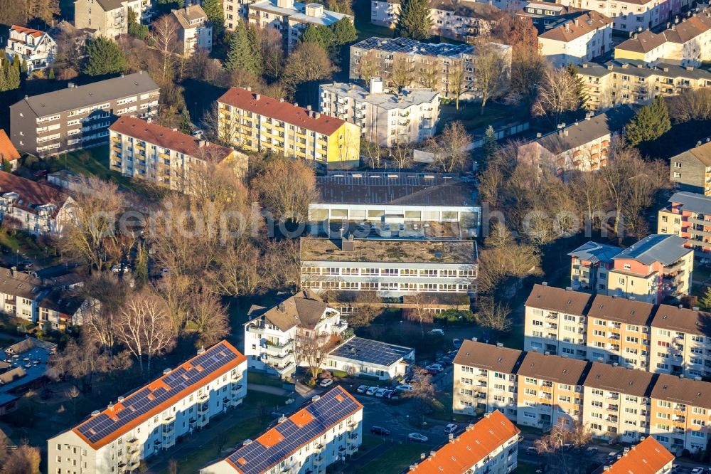 Schwelm from above - Closure site of the former school building Gustav-Heinemann-Schule on Westenschulweg - Holthausstrasse - Pastor-Nonne-Strasse in Schwelm in the state North Rhine-Westphalia, Germany