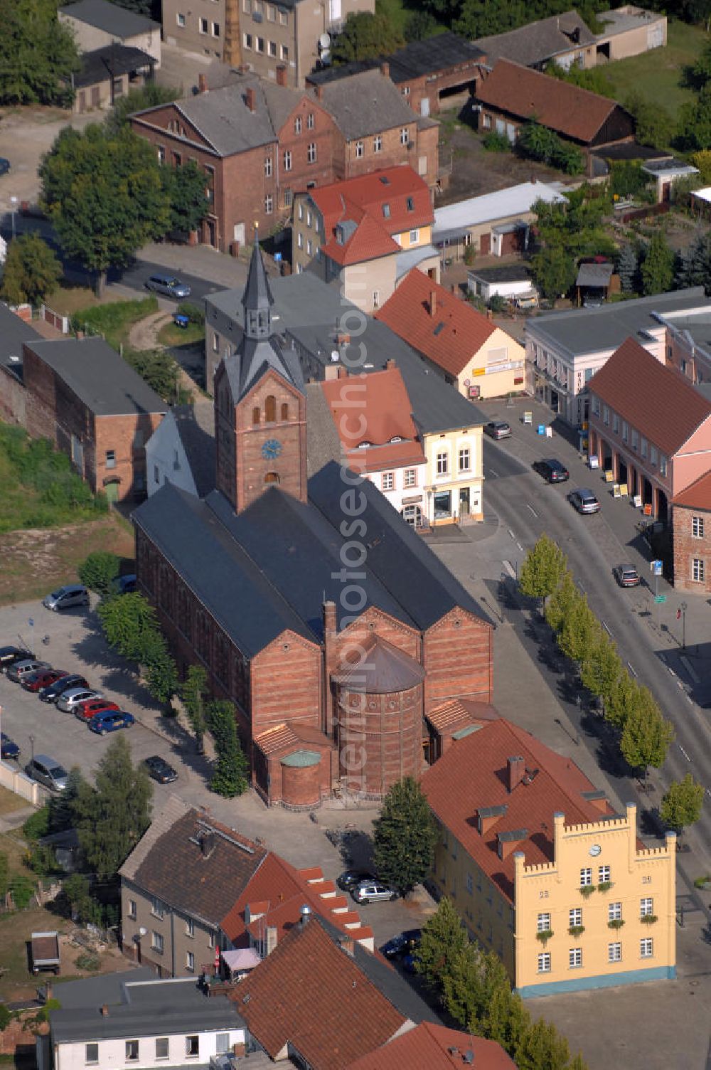 Peitz from the bird's eye view: Blick auf die evangelische Stülerkirche in Peitz. Die Kirche wurde zwischen 1854 und 1859 errichtet.