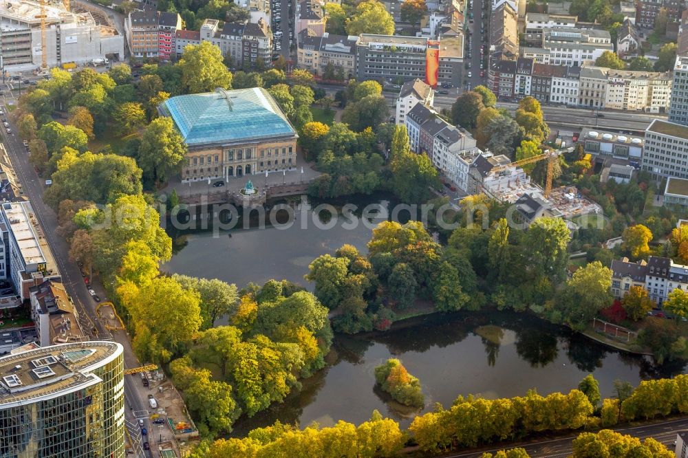 Aerial image Düsseldorf - View of the Ständehaus in Düsseldorf in the state North Rhine-Westphalia. The Ständehaus is the building of the former prussian provincial diet of the Rhineland. Today it houses as exhibition building K21 the section contemporary art