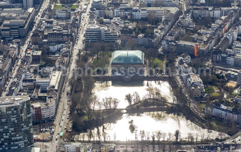 Düsseldorf from above - View of the Ständehaus in Düsseldorf in the state North Rhine-Westphalia. The Ständehaus is the building of the former prussian provincial diet of the Rhineland. Today it houses as exhibition building K21 the section contemporary art