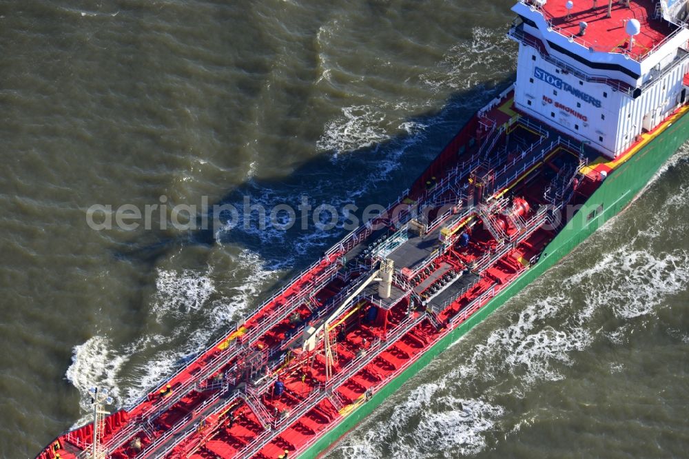 Aerial image Cuxhaven - STOC tanker - ship in the bay of the North Sea at Cuxhaven in Lower Saxony