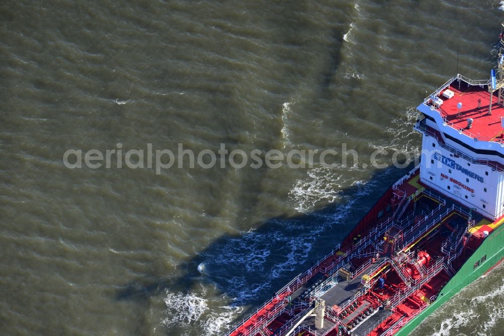 Aerial photograph Cuxhaven - STOC tanker - ship in the bay of the North Sea at Cuxhaven in Lower Saxony