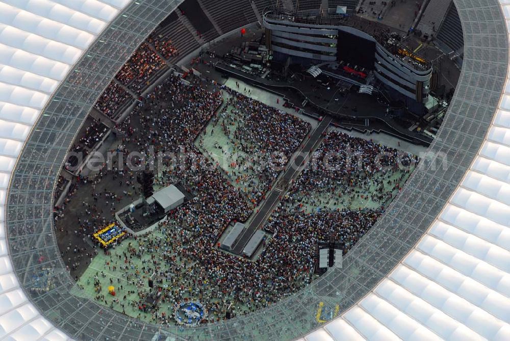 Aerial photograph Berlin - Charlottenburg - 20:15 MEZ Rolling Stones Konzert im Berliner Olympiastadion