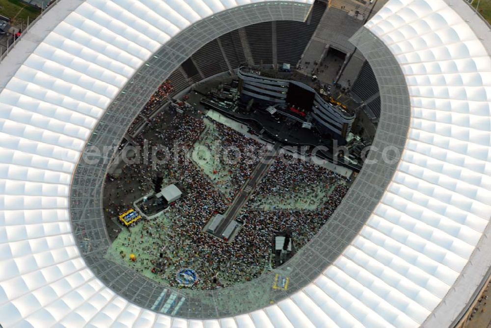 Aerial photograph Berlin - Charlottenburg - 20:15 MEZ Rolling Stones Konzert im Berliner Olympiastadion