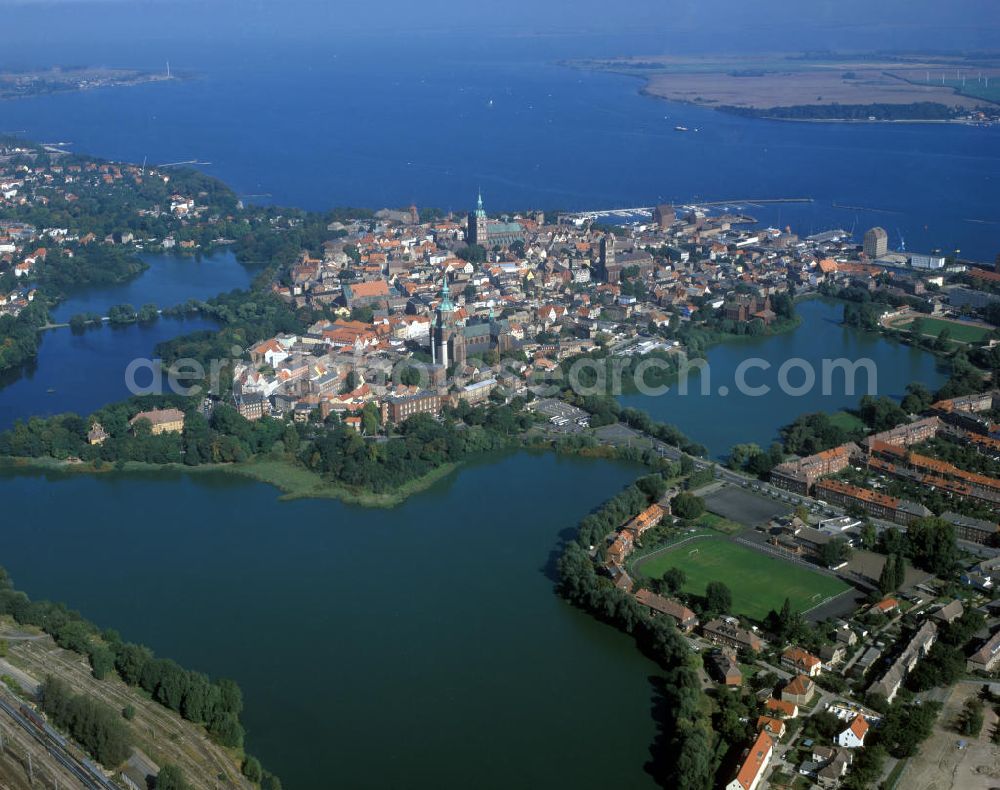 Stralsund from the bird's eye view: Blick auf die Alstadt von Stralsund in Mecklenburg-Vorpommern. View on the historic city of Stralsund in Mecklenburg-Western Pomerania.