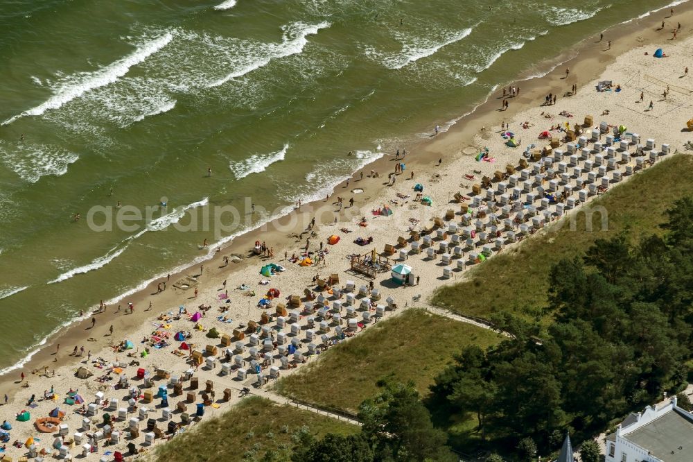 Aerial photograph Binz - View of the beach of Binz on the island Ruegen in Mecklenburg-West Pomerania