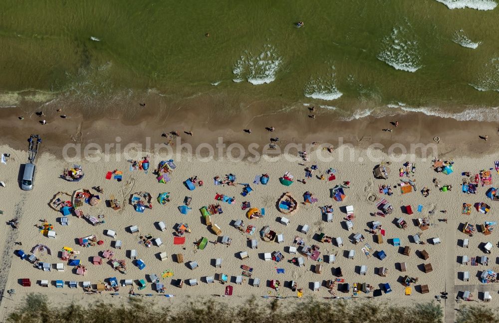 Binz from above - View of the beach of Binz on the island Ruegen in Mecklenburg-West Pomerania