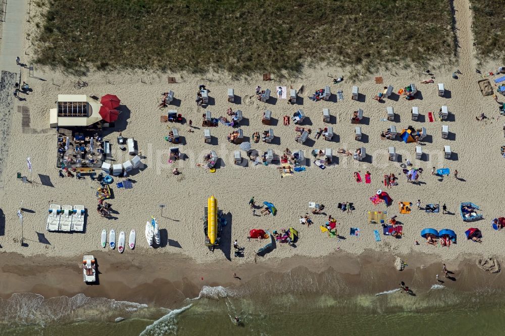 Binz from above - View of the beach of Binz on the island Ruegen in Mecklenburg-West Pomerania