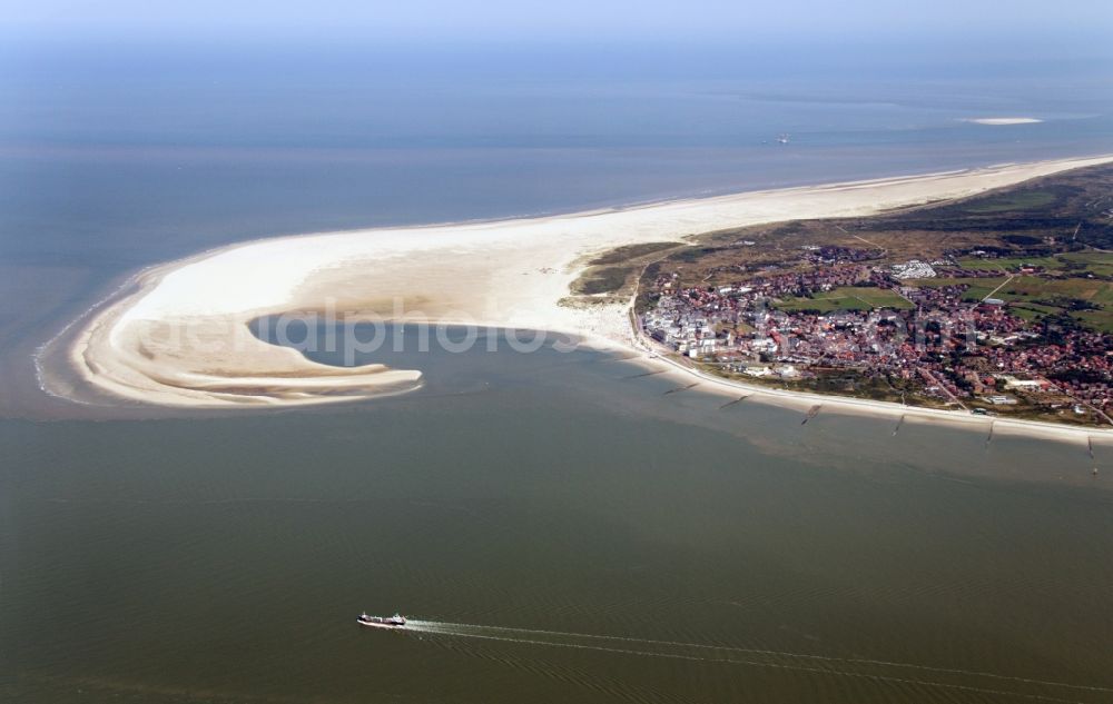 Aerial image Borkum - The beach of the island Borkum in front of the city Borkum in the state Lower Saxony. The East Frisian island is located in the Wadden Sea