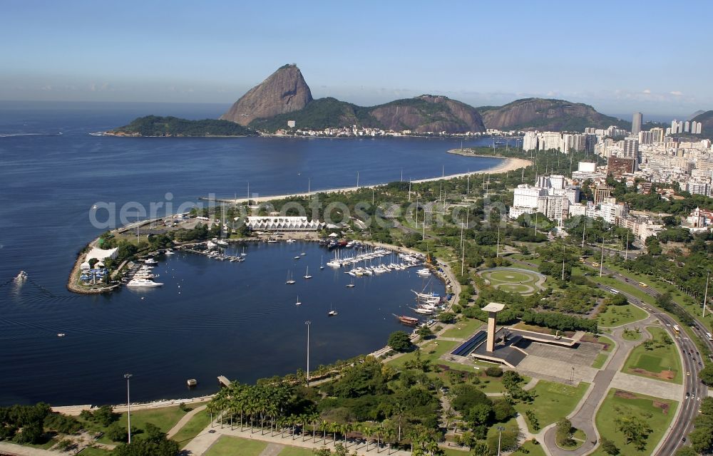 Rio de Janeiro from above - Beach and coastal area on Marina da Gloria in Rio de Janeiro in Brazil