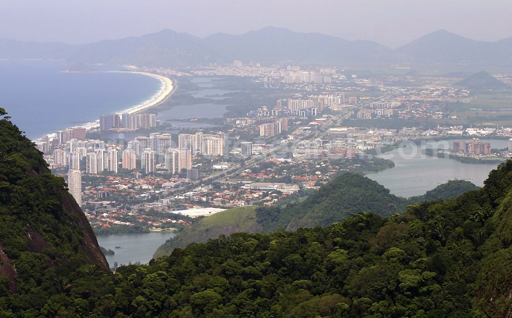 Rio de Janeiro from the bird's eye view: Beach and coastal area on the outskirts of Barra da Tijuca in Rio de Janeiro in Brazil