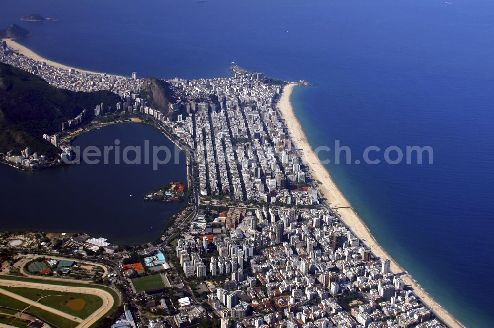 Aerial photograph Rio de Janeiro - Beach and coastal area on the outskirts of Ipanema in Rio de Janeiro in Brazil