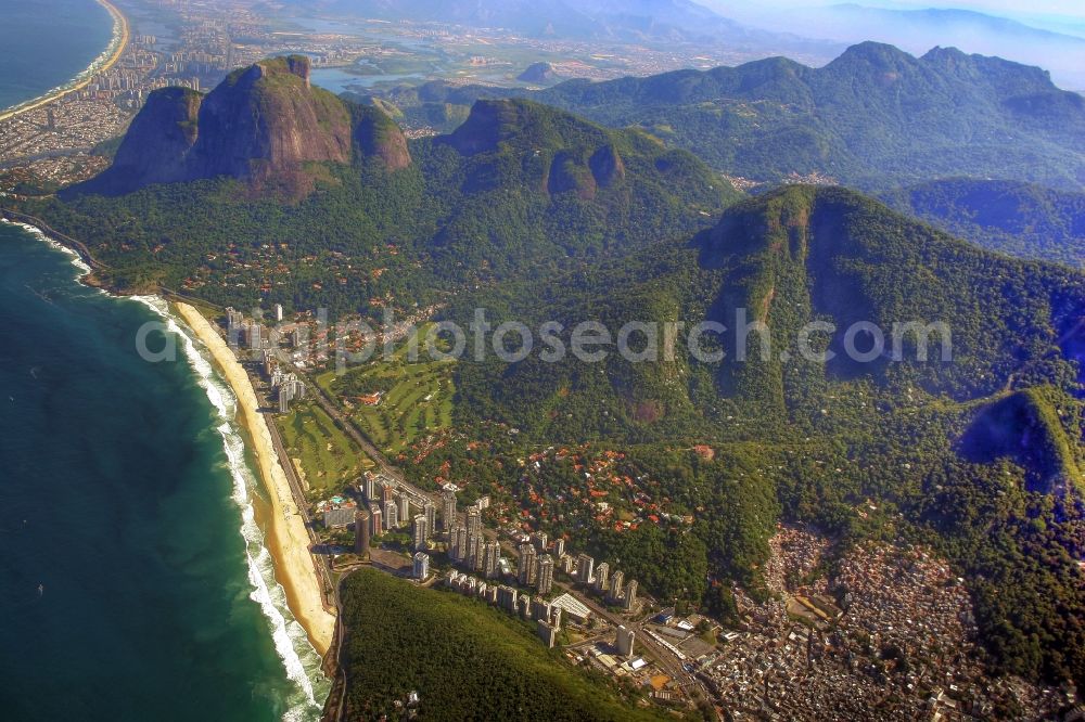 Aerial photograph Rio de Janeiro - Beach and coastal area on the outskirts of Ipanema in Rio de Janeiro in Brazil