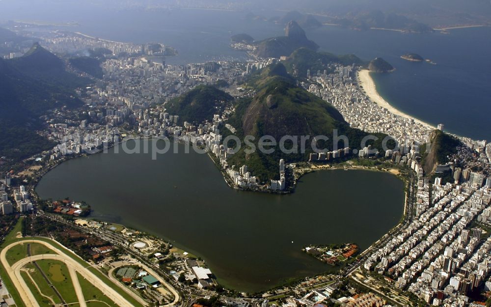 Aerial image Rio de Janeiro - Beach and coastal area on the outskirts of Lagoa in Rio de Janeiro in Brazil