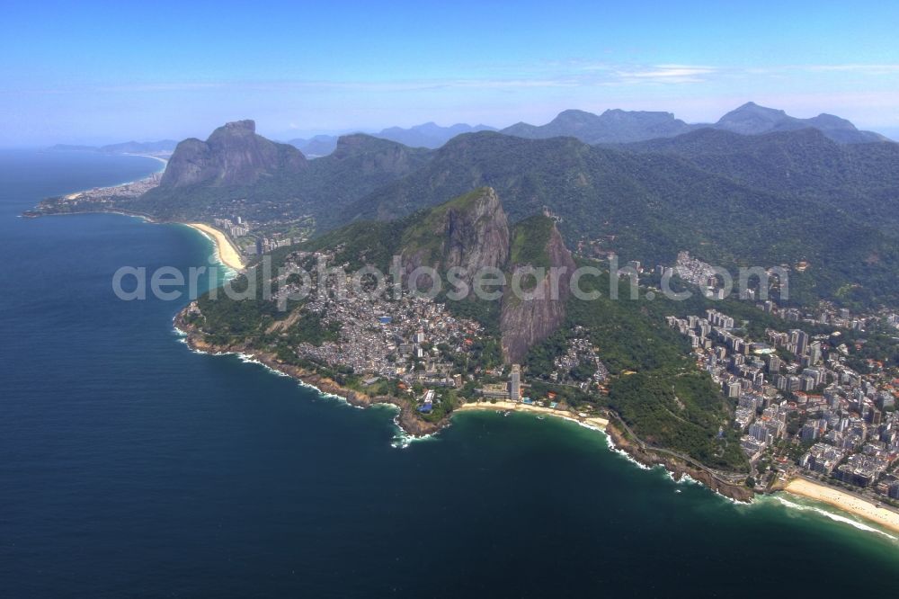 Aerial image Rio de Janeiro - Beach and coastal area on the outskirts of Leblon in Rio de Janeiro in Brazil