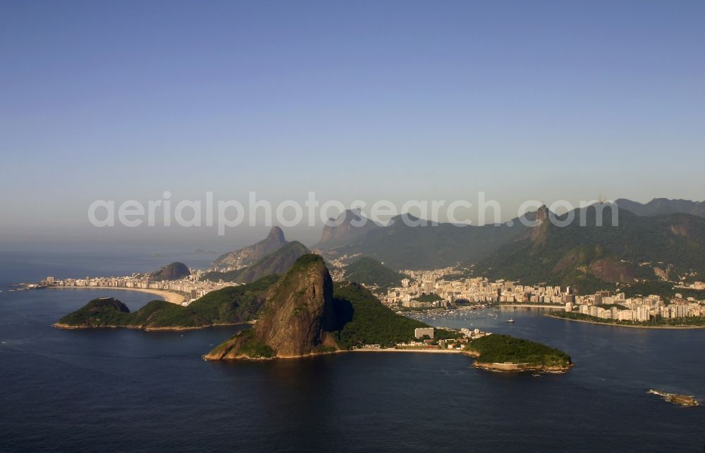 Rio de Janeiro from the bird's eye view: Beach and coastal area on the outskirts of Leblon in Rio de Janeiro in Brazil