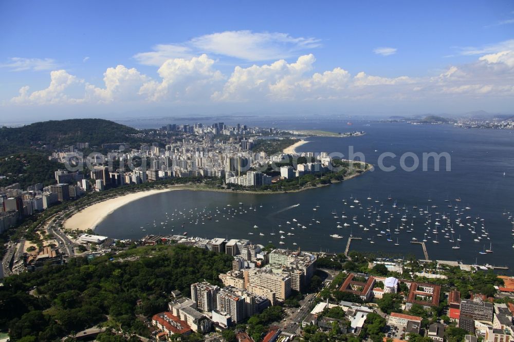 Rio de Janeiro from the bird's eye view: Beach and coastal area on the outskirts of Leblon in Rio de Janeiro in Brazil