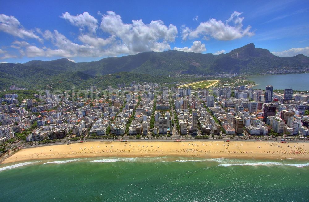 Aerial image Rio de Janeiro - Beach and coastal area on the outskirts of Leblon in Rio de Janeiro in Brazil