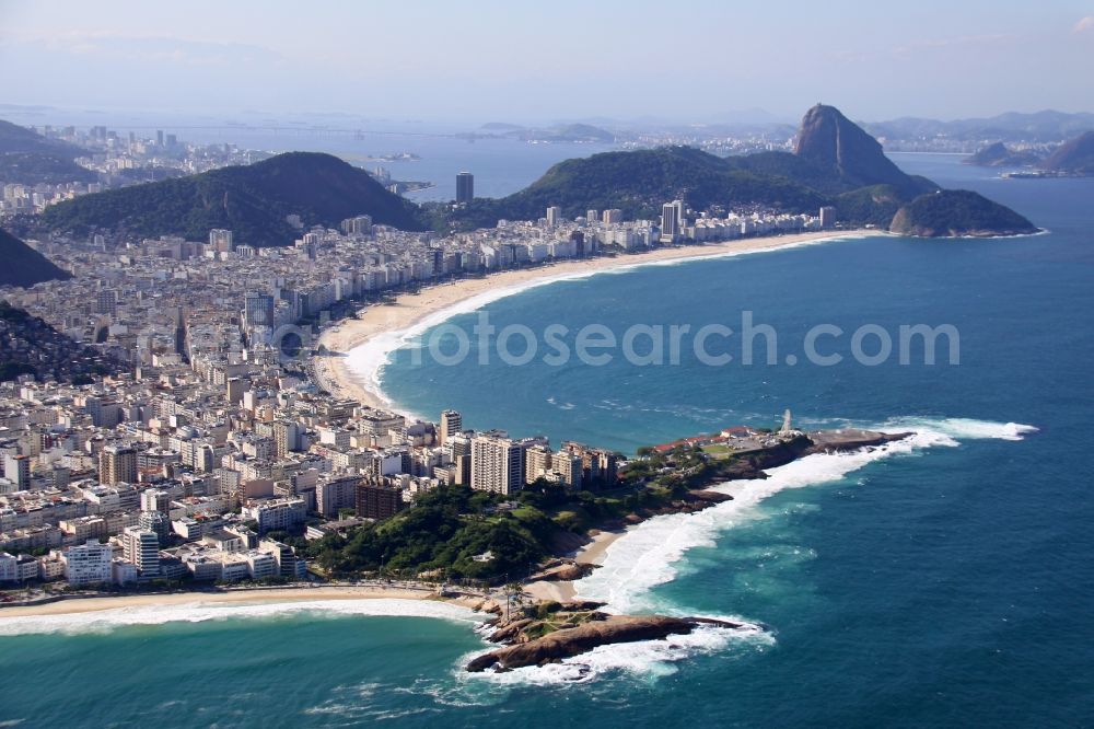 Aerial image Rio de Janeiro - Beach and coastal area on the outskirts of Leblon in Rio de Janeiro in Brazil