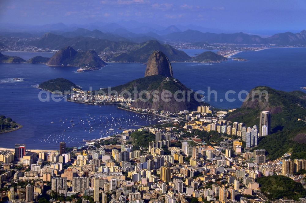 Rio de Janeiro from the bird's eye view: Beach and coastal area on the outskirts of Leblon in Rio de Janeiro in Brazil